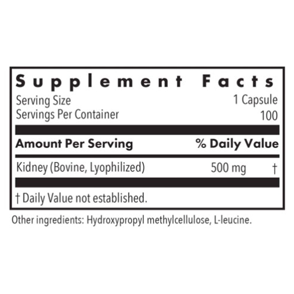Allergy Research Group Kidney Beef Natural Glandular 100c