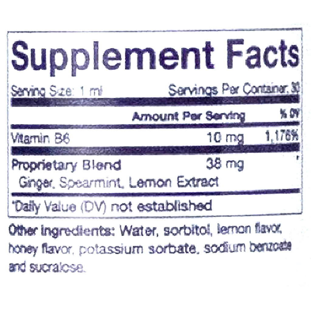 Supplement facts label with vitamin B6 and other ingredients on a white background