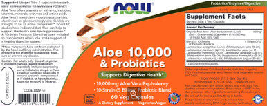 NOW Aloe Vera 10,000 & Probiotics 60vc
