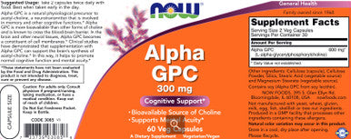 NOW Alpha GPC 300mg 60vc