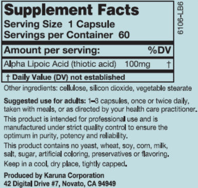 Karuna Alpha Lipoic Acid 100mg 60c