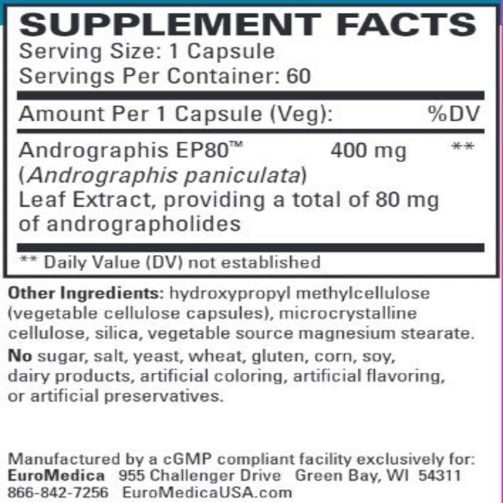 EuroMedica Andrographis EP80 60c