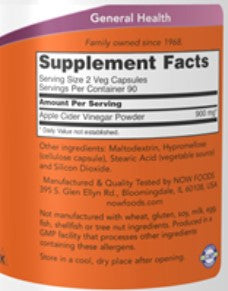 NOW Apple Cider Vinegar 450 mg 180c