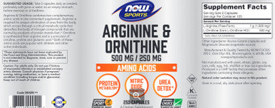 NOW Arginine & Ornithine 500/250 mg 250c