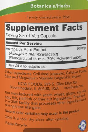NOW Astragalus Extract 500mg 90vc