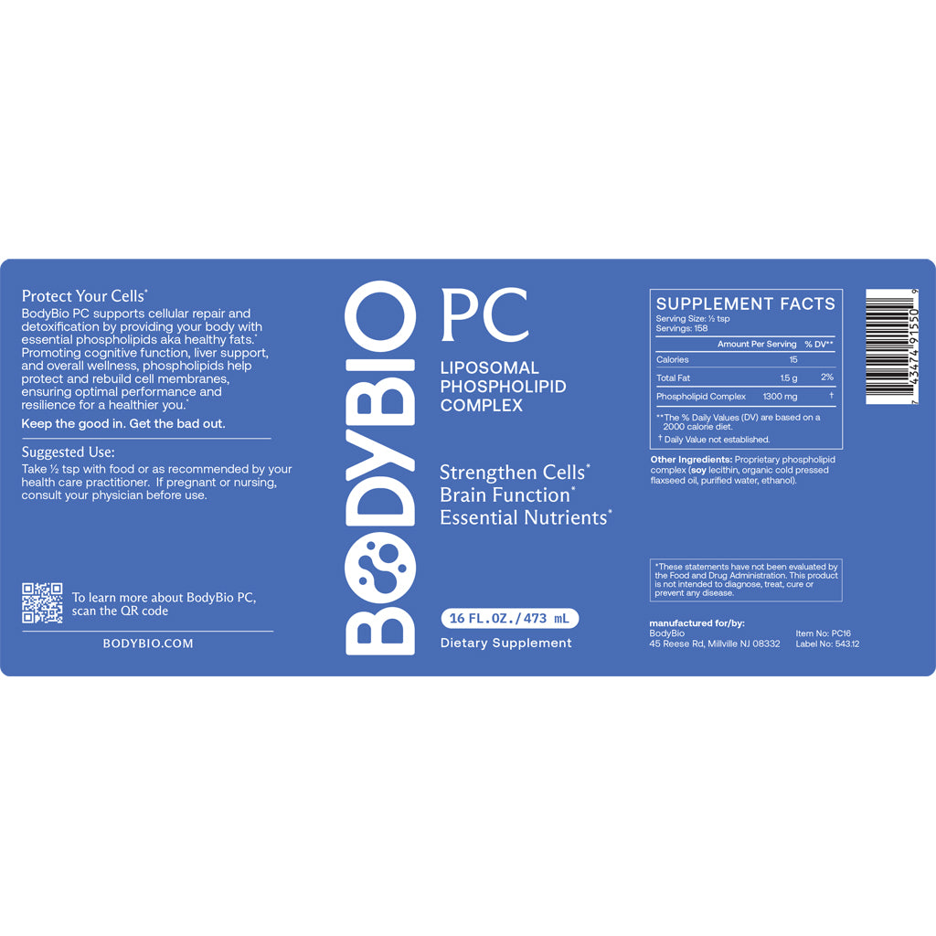 BodyBio PC (liposomal Phospholipid Complex) 16 oz. Liquid