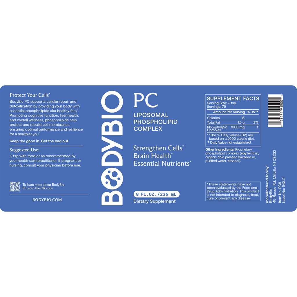 BodyBio PC (Liposomal Phospholipid Complex) 8 oz. Liquid