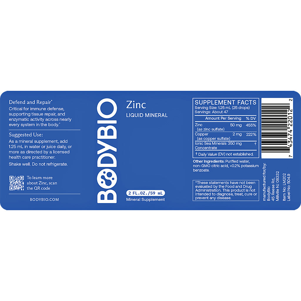 BodyBio Zinc Liquid Mineral 2 oz.