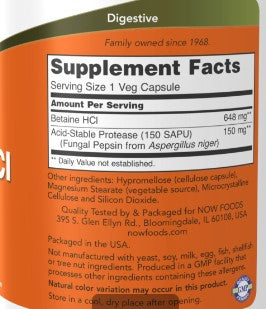 NOW Betaine HCl 648mg 120vc