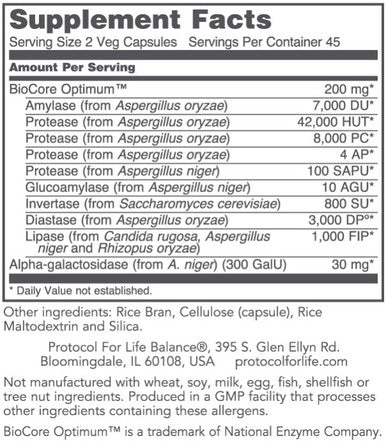 Protocol for Life Balance BioCore Enzymes 90c