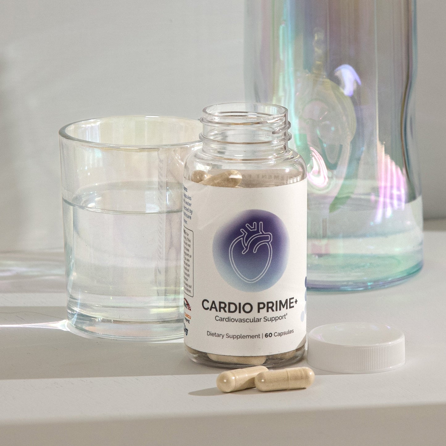 Cardio Prime +, brand front label, energy production, heart health, cardiovascular health, ingredient label