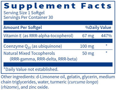 SFI Health Coenzyme Q10 100mg Ubiquinone 30 sg