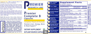 Premier Research Labs Premier Complete B Capsules 60 plant source capsules