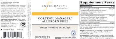 Integrative Therapeutics Cortisol Manager Allergen Free 90vc