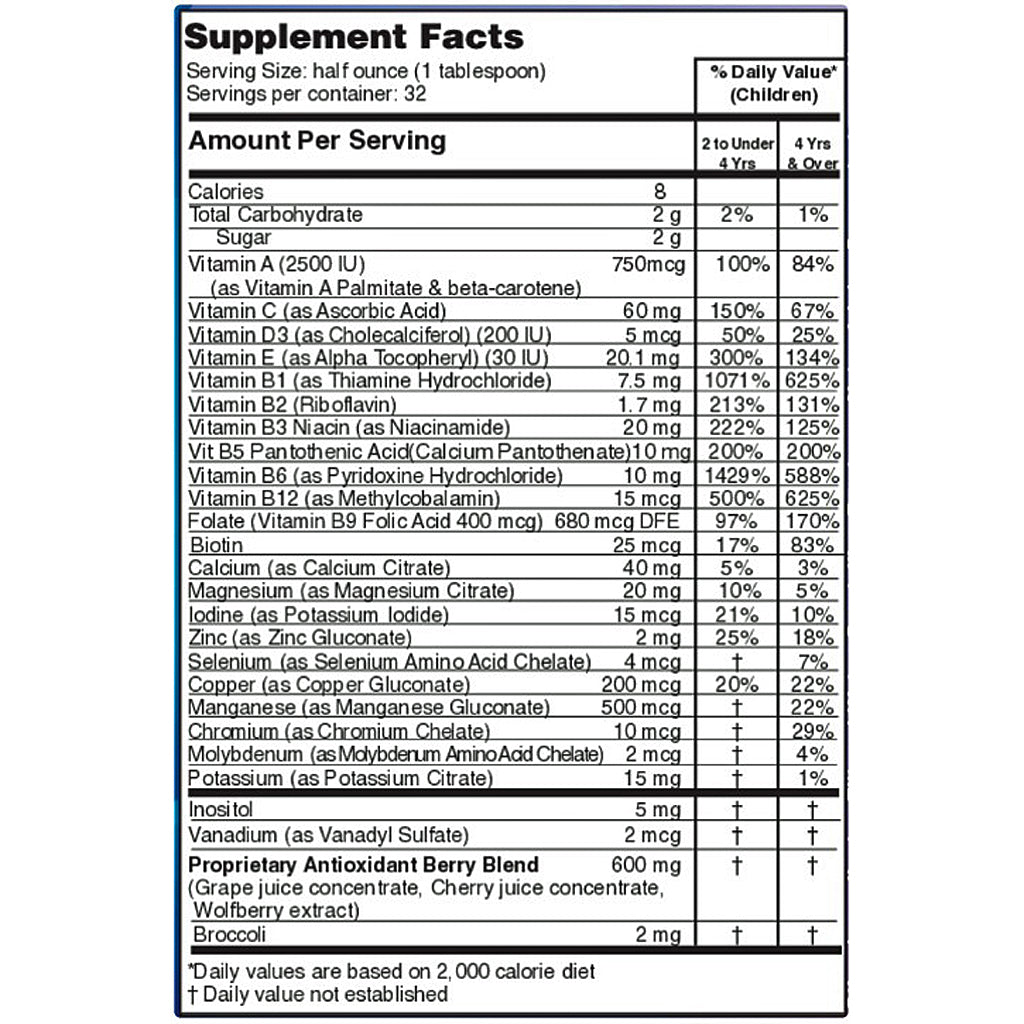 Supplement facts label with detailed nutritional information on a white background