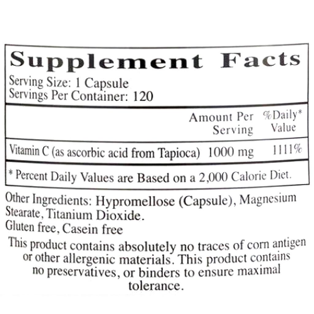 Ecological Formulas Vitamin C-1000 Non-Corn 120c