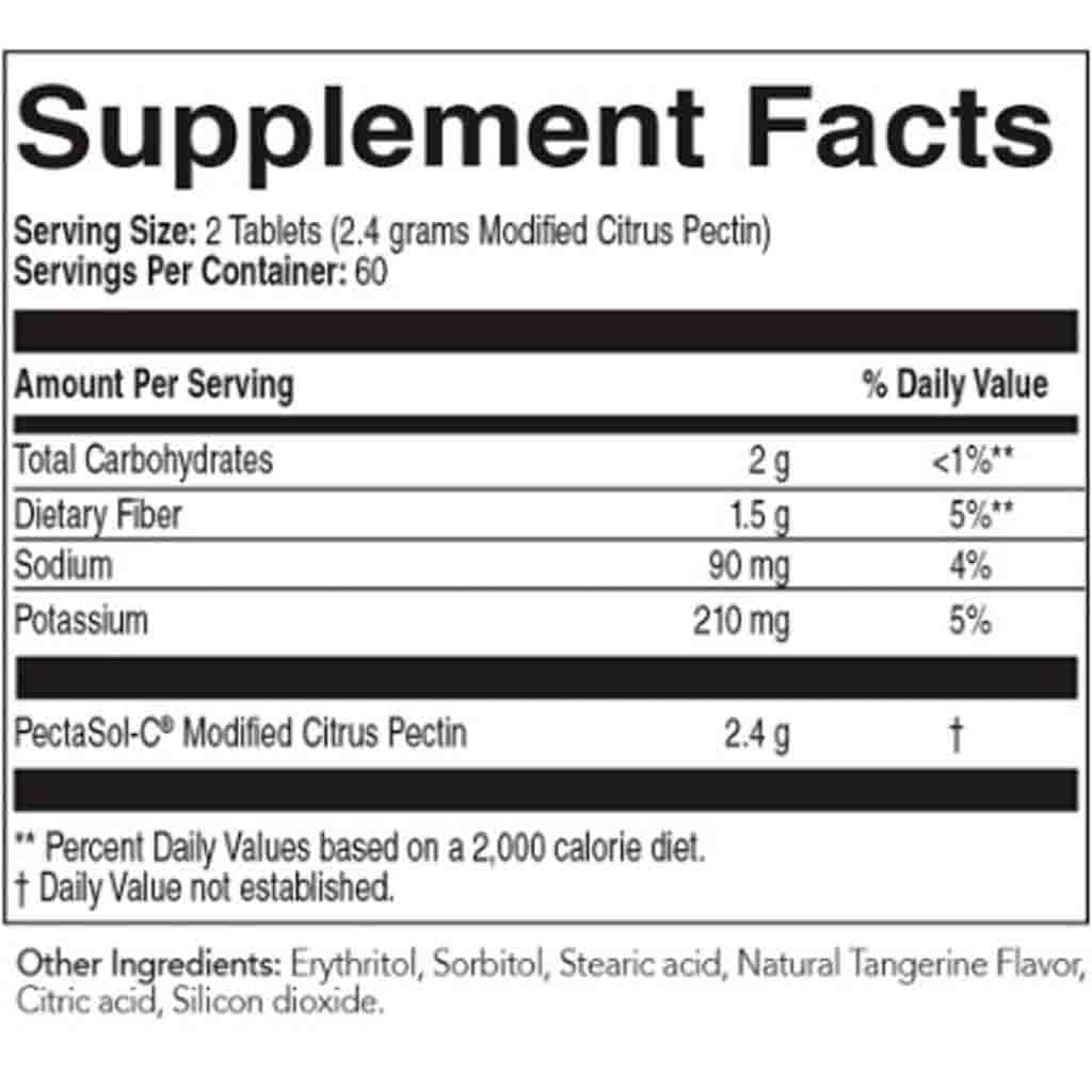Supplement facts label with nutritional information on a white background