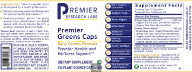Premier Research Labs Premier Greens Caps 150 plant source capsules