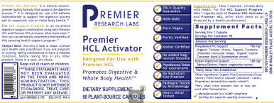 Premier Research Labs Premier HCL Activator 90 plant source capsules