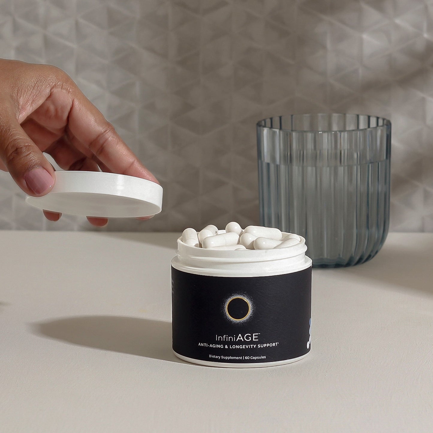 InfiniWell InfiniAGE brain and cognitive function, product label, anti-aging support, antioxidant