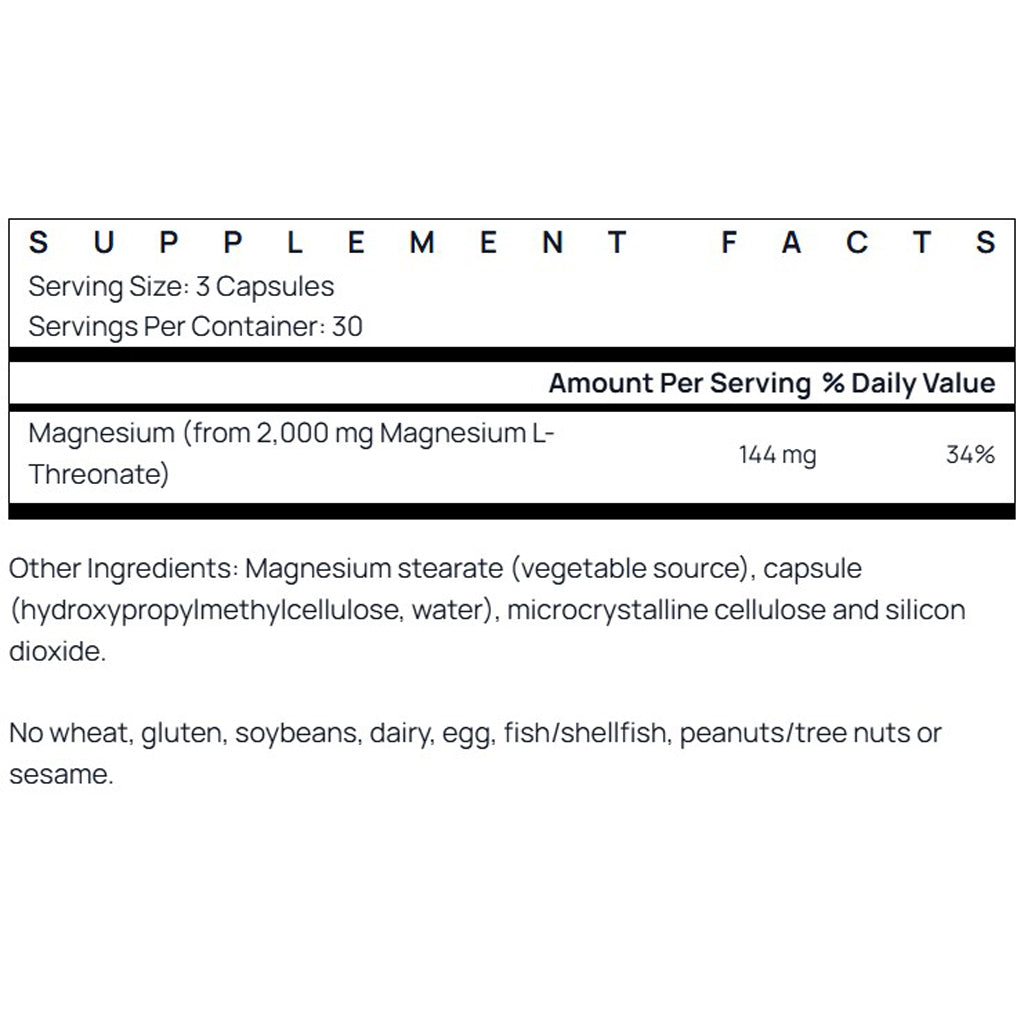 Supplement facts label for magnesium supplement on a white background
