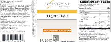 Integrative Therapeutics Liquid Iron Apple Cinnamon Flavor 6oz.