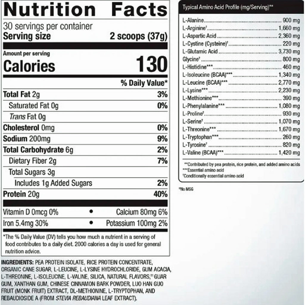 Metagenics Perfect Protein Powder Pea & Rice Vanilla 2 lb 30 servings