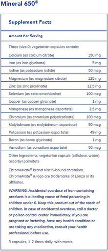 Pure Encapsulations Mineral 650 180c
