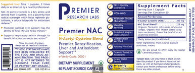 Premier Research Labs NAC, Premier 60 plant source capsules