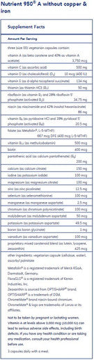 Pure Encapsulations Nutrient 950 A w/o copper & iron 180c