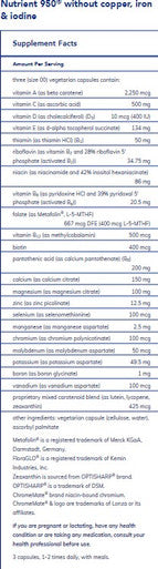 Pure Encapsulations Nutrient 950 w/o Cu, Fe & Iodine 180c