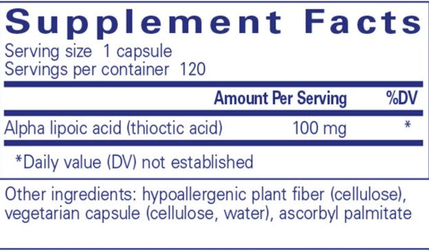 Pure Encapsulations Alpha Lipoic Acid 100mg 120c