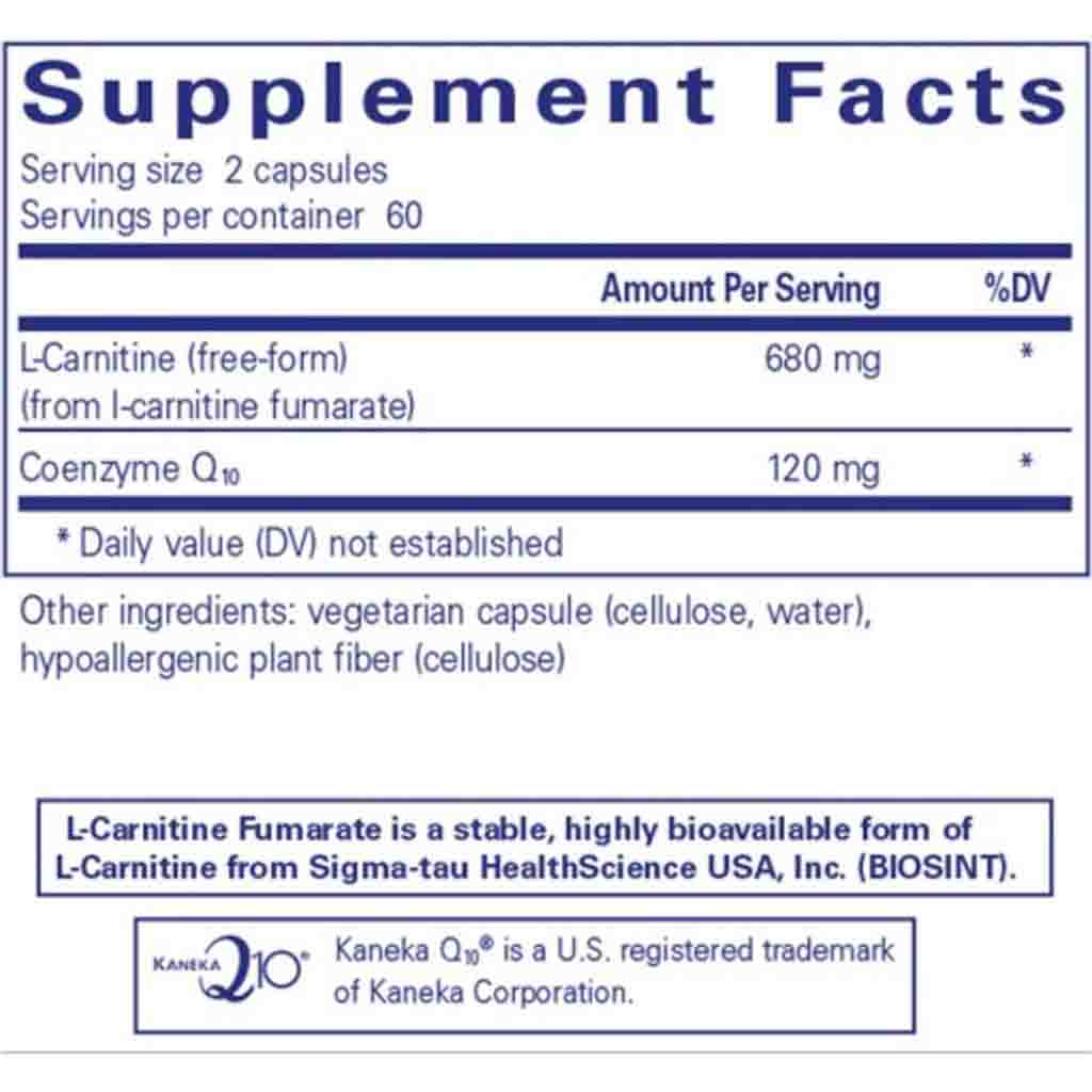 Pure Encapsulations CoQ10 l-Carnitine Fumarate 120