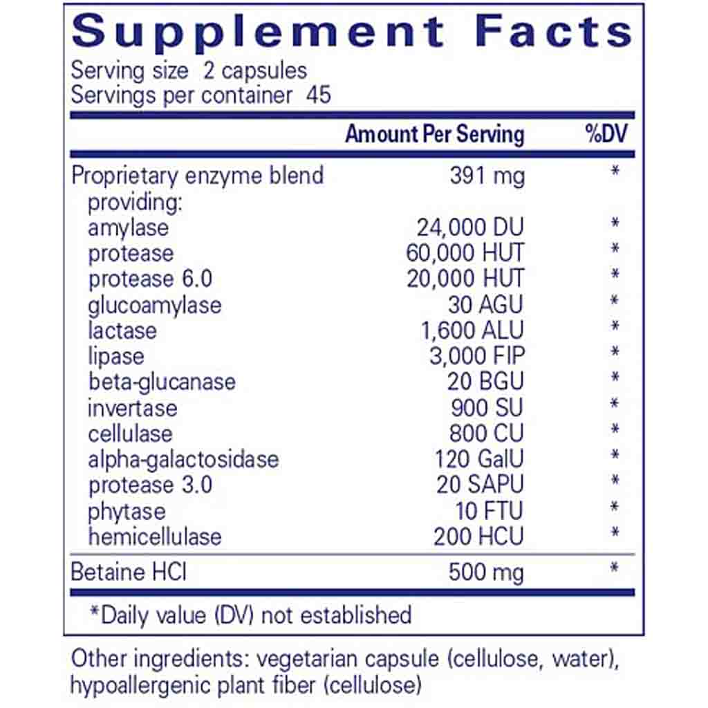 Pure Encapsulations Digestive Enzymes Ultra with Betaine HCL 90C