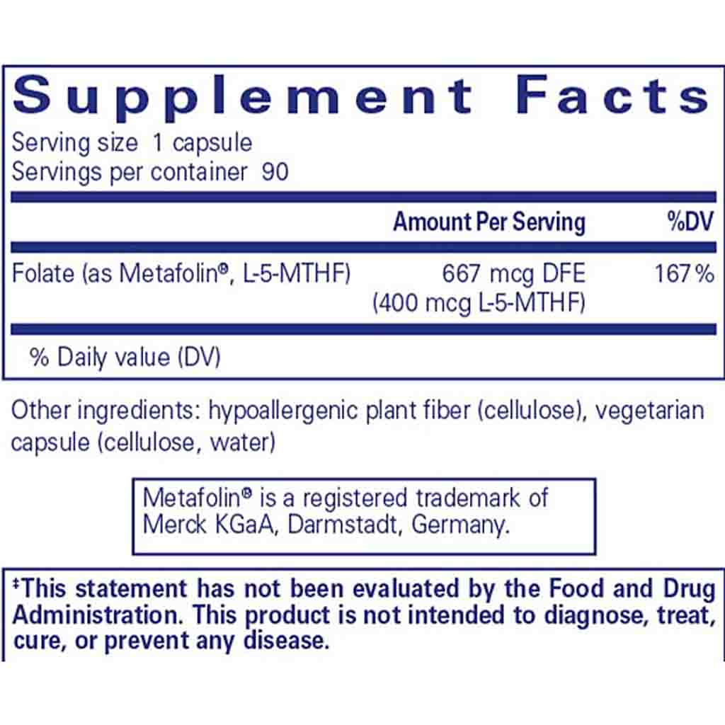 Pure Encapsulations Folate 400mcg 90c