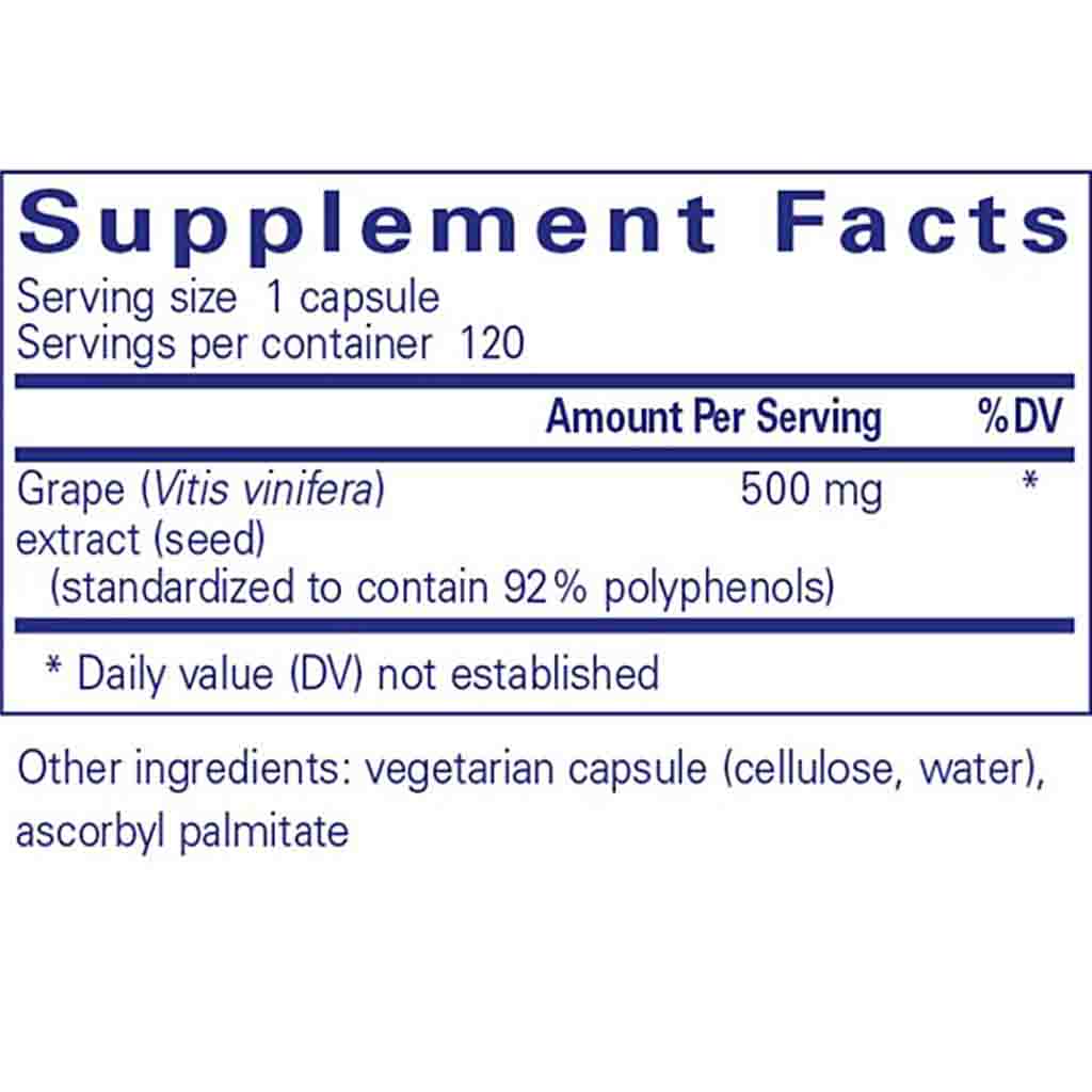 Pure Encapsulations Grape Pip 500mg 120c