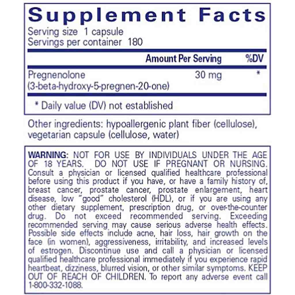 Pure Encapsulations Pregnenolone 30mg 180c