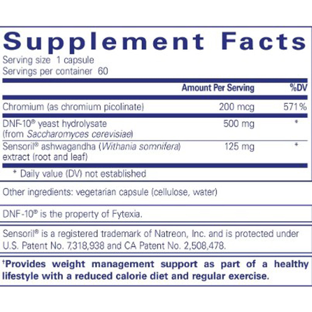 Supplement facts label with various ingredients and their amounts on a white background