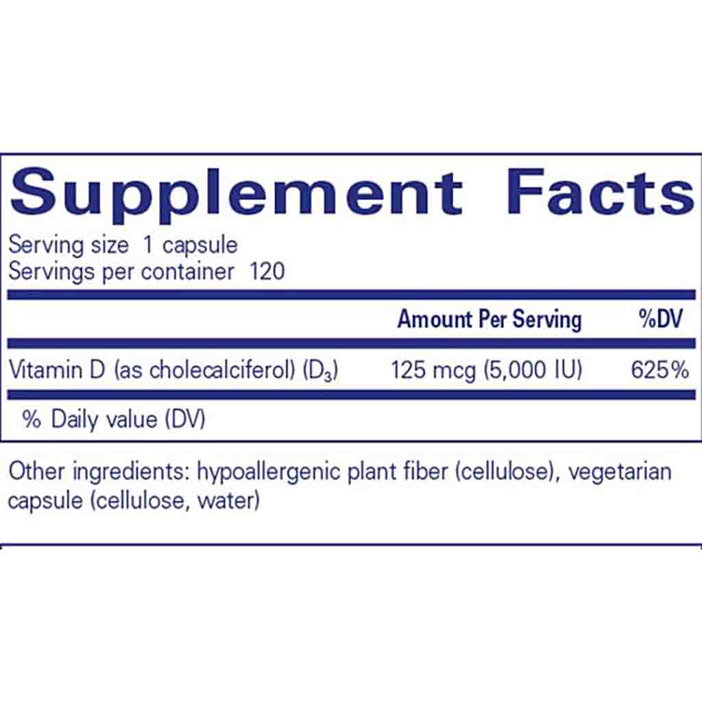 Pure Encapsulations Vitamin D3 125 mcg (5,000 IU) 120c