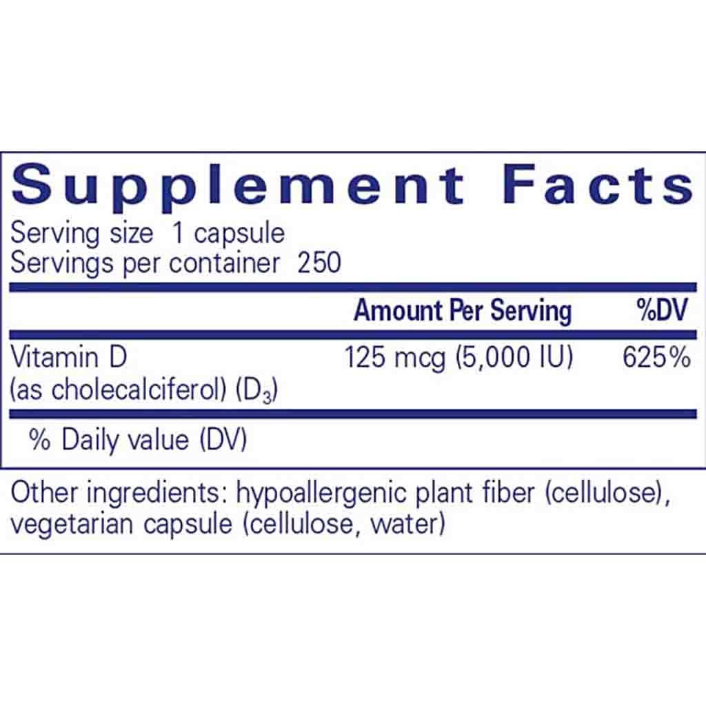 Pure Encapsulations Vitamin D3 125 mcg (5,000 IU) 250c