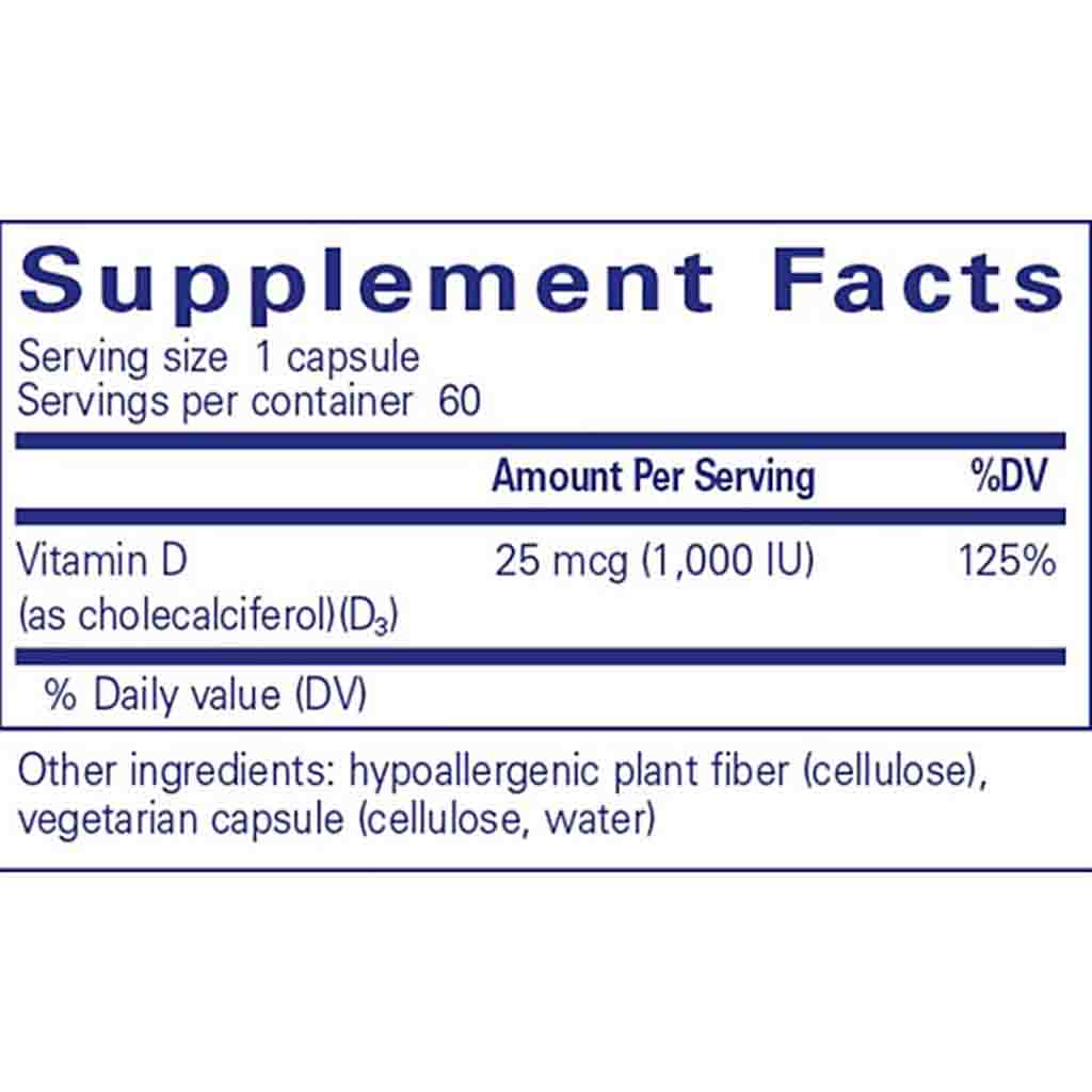 Pure Encapsulations Vitamin D3 25 mcg (1,000 IU) 60c