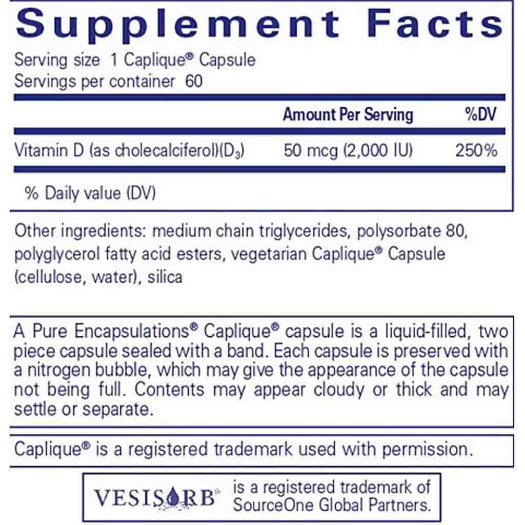 Pure Encapsulations Vitamin D3 VESIsorb 60c