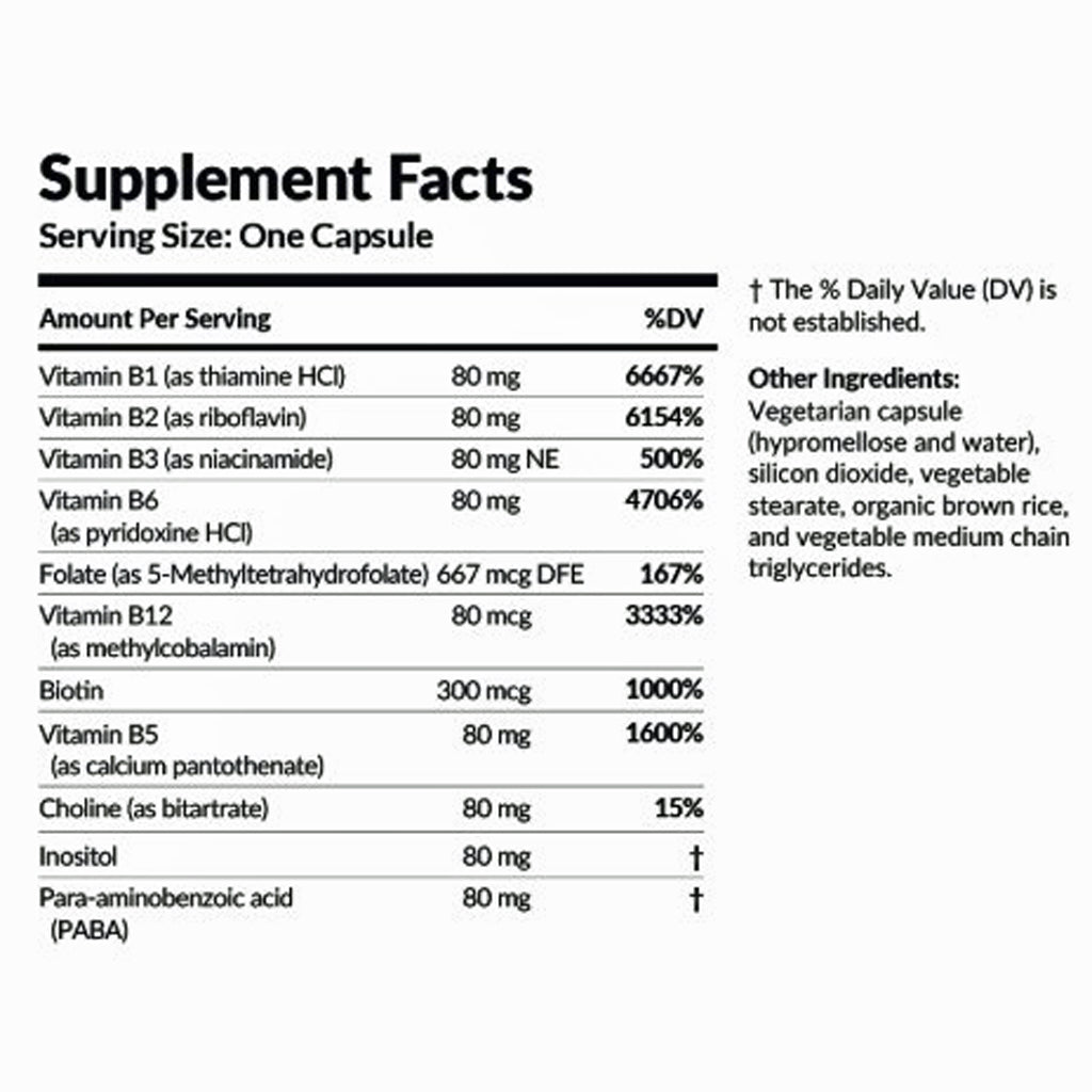 Supplement facts label with detailed nutritional information on a white background