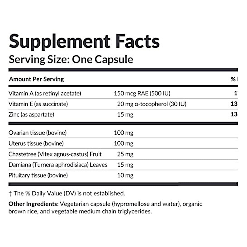 Supplement facts label with detailed nutritional information on a white background