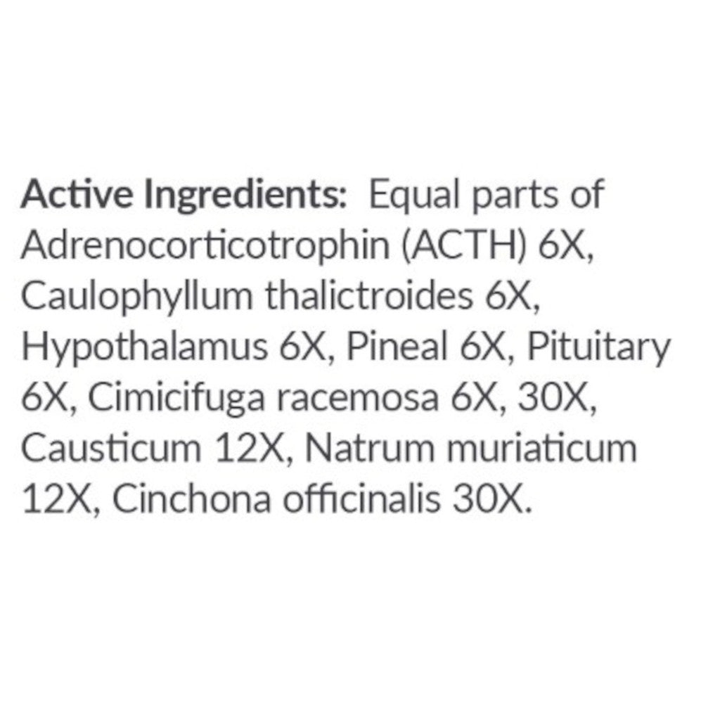 List of active ingredients on a white background