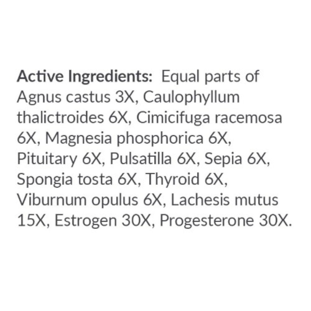 List of active ingredients on a white background