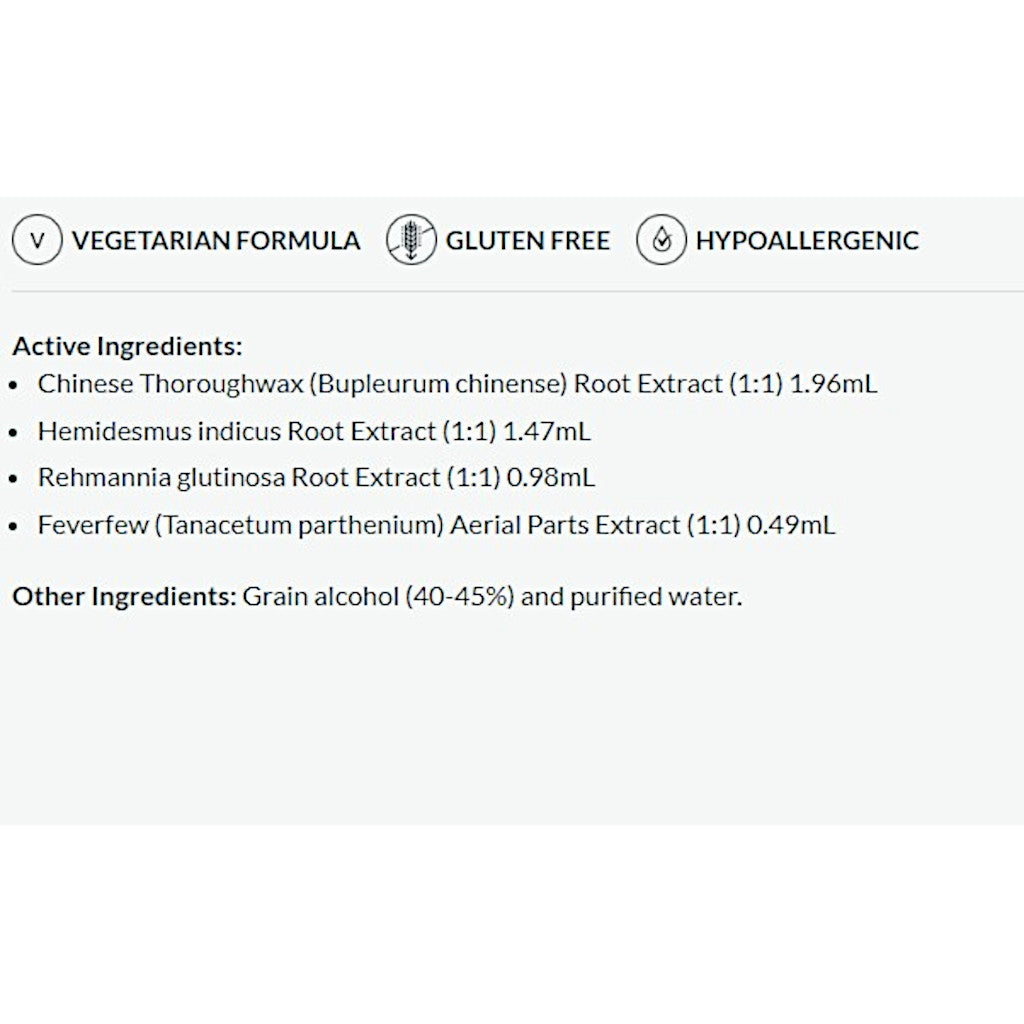 List of active ingredients and product details on a white background