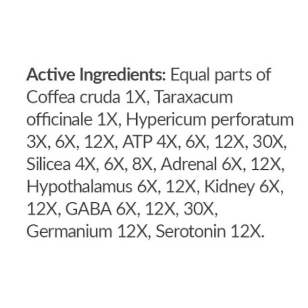 List of active ingredients on a white background