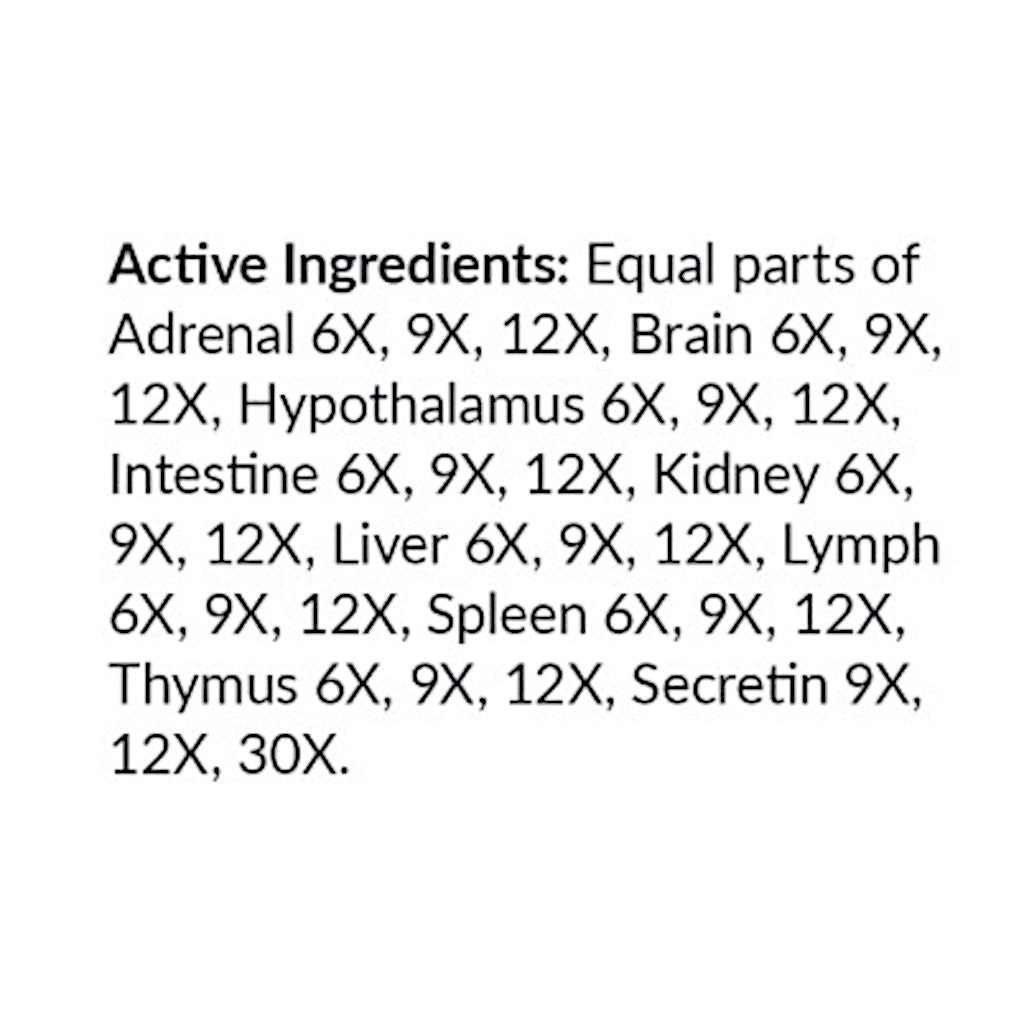 List of active ingredients with various X values on a white background