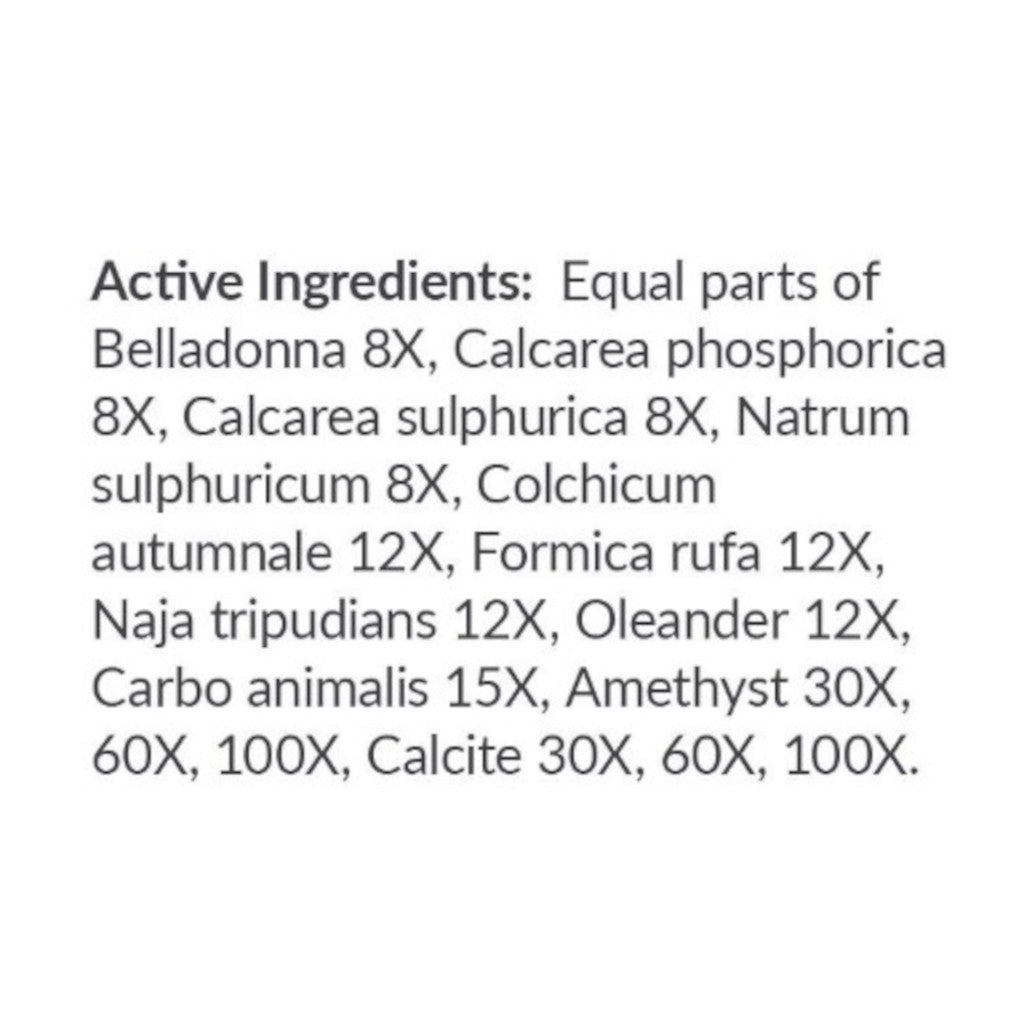 List of active ingredients on a white background